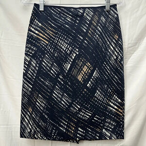 Club Monaco Designer Navy Print Pencil Skirt Size 2